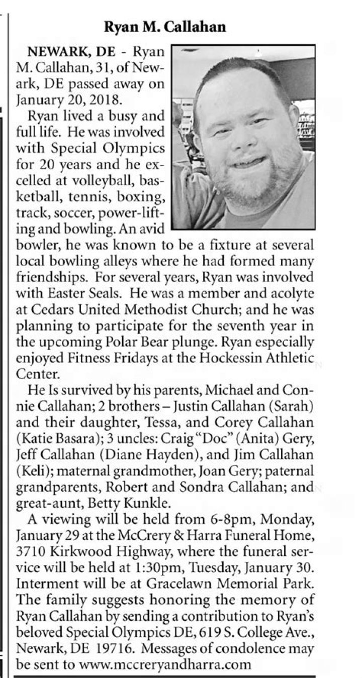 Ryan Callahan Obituary Pennsylvania, Callahan Wings Co-founder